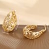 Elegant And Retro Geometric Hollowed-out Pattern Large Ear Rings In European And American Style