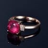 Square Princess Rose Red Diamond Open Ring