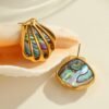 Scallop Shell Stainless Steel Necklace Gold Plated Ins High-grade Ear Studs Earrings