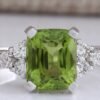 European And American Popular Apple Green Zircon Personalized Diamond Ring