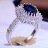 High-end Oval Blue Zircon Diamond Ring_Auragemd