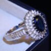 High-end Oval Blue Zircon Diamond Ring_Auragemd
