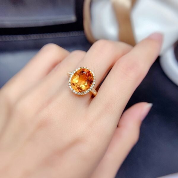 New Natural Citrine Women's Open Ring