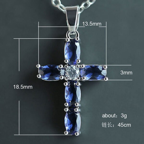New Hot-Selling Fashionable Minimalist High-End Necklace Inlaid with Blue Oval Zircon_Auragemd