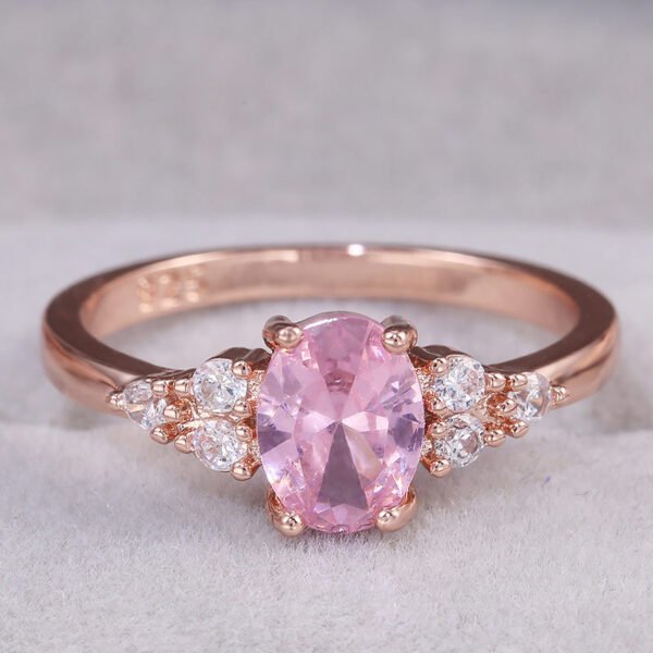 15957102506_1912901380 pink zircon princess ring, European and American goose egg-shaped simulation diamond engagement ring_Auragemd