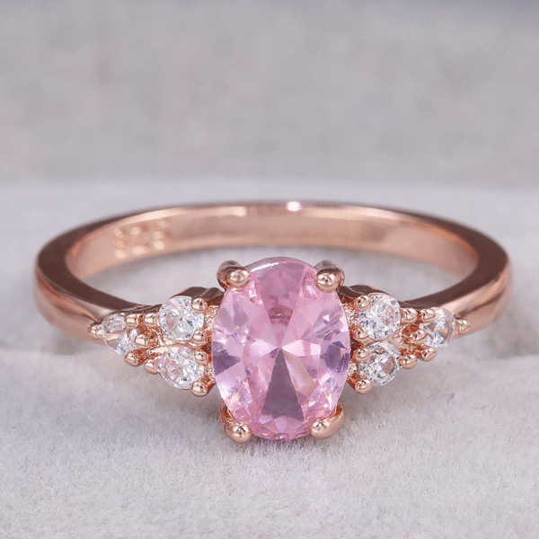 15957102506_1912901380_副本 pink zircon princess ring, European and American goose egg-shaped simulation diamond engagement ring_Auragemd