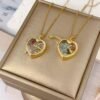 European And American Retro Personalized Open And Close Hollow Design Transparent Box 18K Gold Color-preserving Necklace