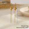 Pearl Earrings Long Tassel Stainless Steel Earrings Design Earrings
