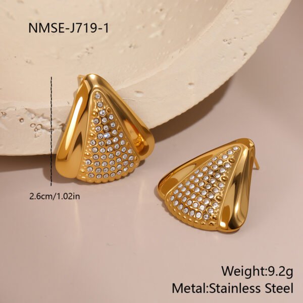 Elegant Geometric Diamond Stud Earrings Light Luxury Design Sense