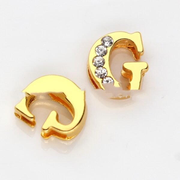 8mm Gold Half Diamond Beads English White Diamond Letters