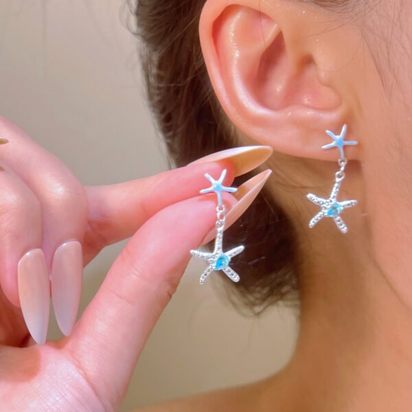 Blue Zircon Starfish Versatile High-end Earrings