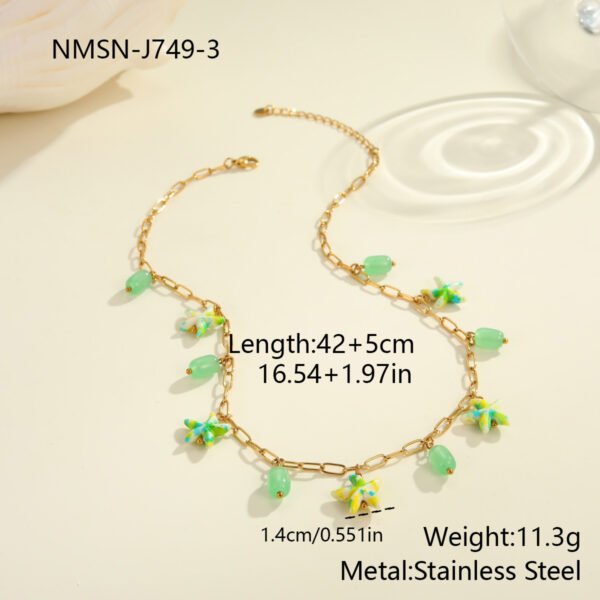 Colorful Starfish Stainless Steel Necklace Non-fading Ocean Style Bracelet