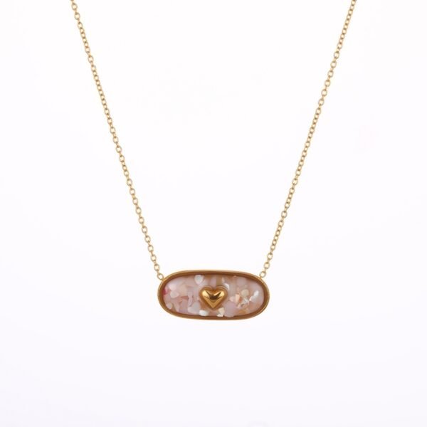 Love Heart-shaped Oil Dripping Stainless Steel Plated 18K Gold Necklace