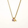 Stainless Steel Birthstone First Letter Necklace