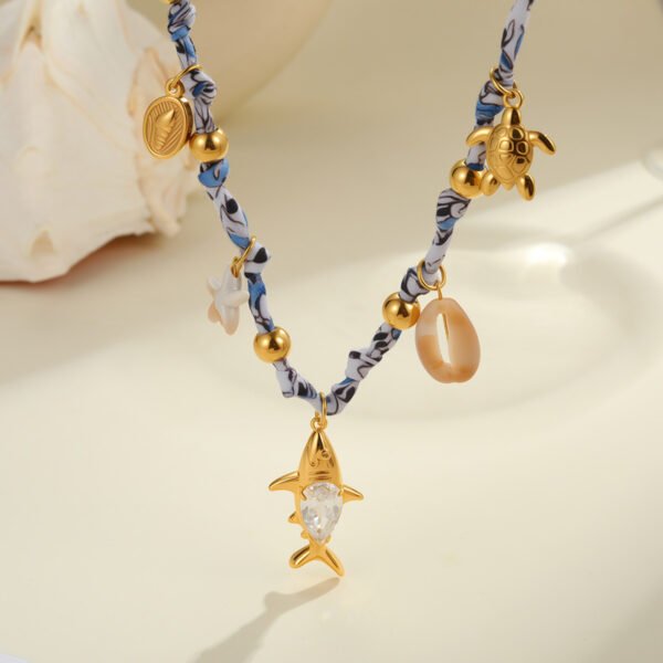 Vacation Style Starfish Shell Hand-knitted Rope Necklace Clavicle Chain