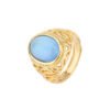 Gold-plated Women's Flower Open Gemstone Ring