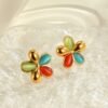 Colorful Opal Flowers Stainless Steel Studs