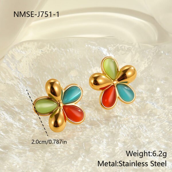Colorful Opal Flowers Stainless Steel Studs