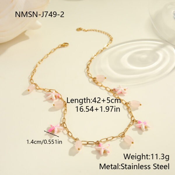 Colorful Starfish Stainless Steel Necklace Non-fading Ocean Style Bracelet