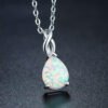 European And American Water Drop Opal Pendant Necklace