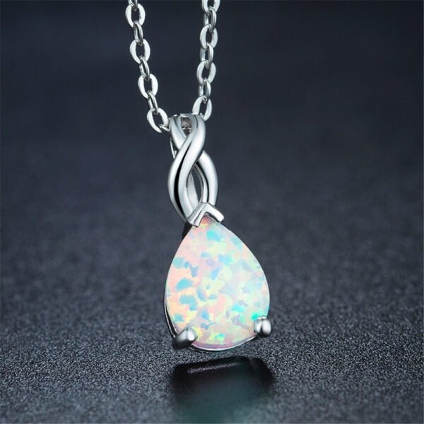 European And American Water Drop Opal Pendant Necklace