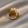 Copper Zircon Pearl Niche Design Ring Personalized And Exaggerated