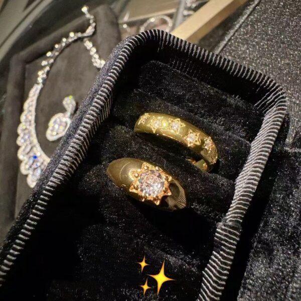 Simple Design Golden Lava Texture Open Ring