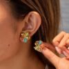 Colorful Opal Flowers Stainless Steel Studs