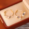 Natural Freshwater Pearl Flower Earrings Affordable Luxury Fashion High Sense