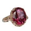Court Retro Style Rose Red Zircon Ring Plated High-grade Creative