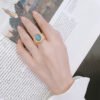 Gold-plated Women's Flower Open Gemstone Ring