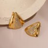 Elegant Geometric Diamond Stud Earrings Light Luxury Design Sense