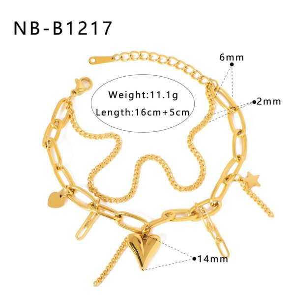 Peach Heart Tag Lobster Buckle Bracelet For Women