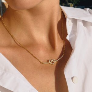 Women's Titanium Steel Rhinestone Heart Necklace Pendant