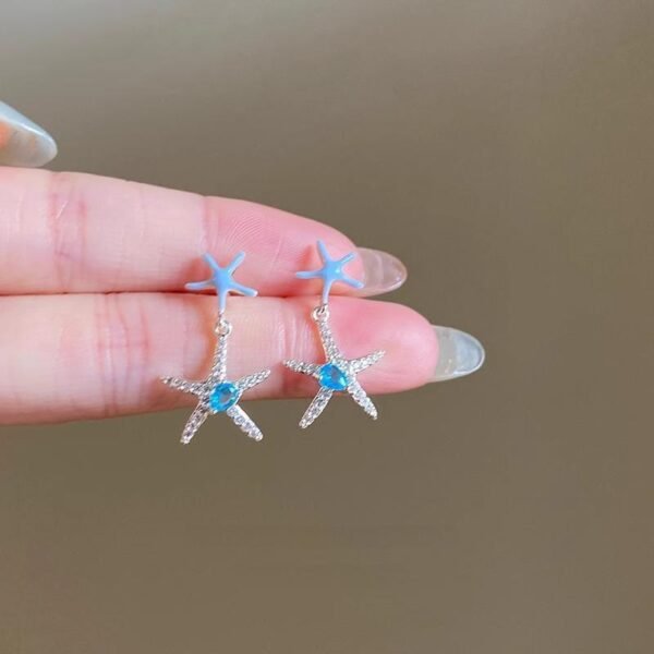 Blue Zircon Starfish Versatile High-end Earrings