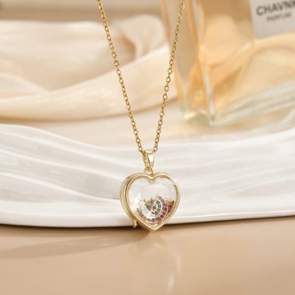 European And American Retro Personalized Open And Close Hollow Design Transparent Box 18K Gold Color-preserving Necklace
