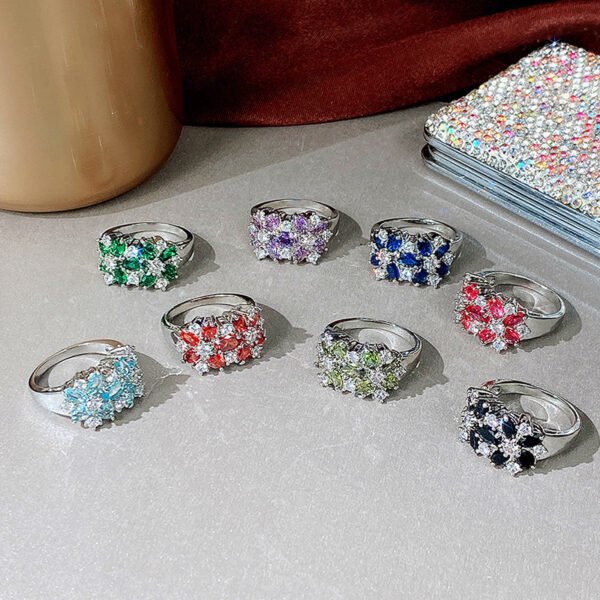 Best-Selling Floral Ring for Women - Colorful Marquise Micro-Inlaid Accessory Ring_Auragemd