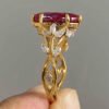 Exquisite Luxury Zircon-Inlaid Ring for Women - Palace-Style Leaf Vine Design Ring, Fashionable Light Luxury Style_Auragemd