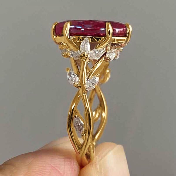 Exquisite Luxury Zircon-Inlaid Ring for Women - Palace-Style Leaf Vine Design Ring, Fashionable Light Luxury Style_Auragemd