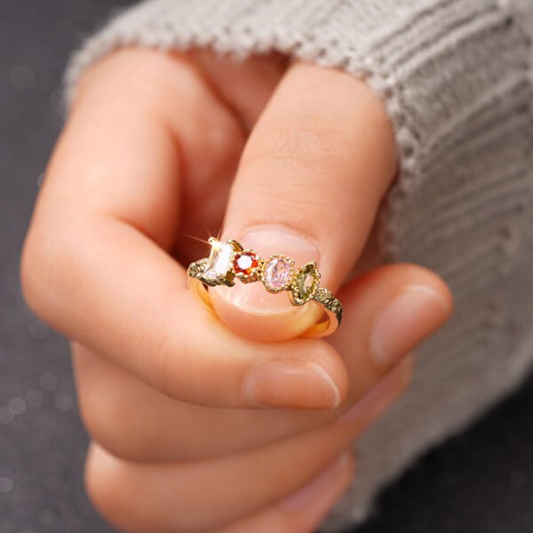 Geometric Ring - Light Luxury Style Minimalist Colorful Zircon Ring, Fashionable and Elegant Jewelry_Auragemd