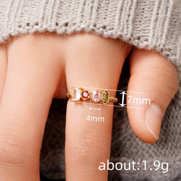 Geometric Ring - Light Luxury Style Minimalist Colorful Zircon Ring, Fashionable and Elegant Jewelry_Auragemd