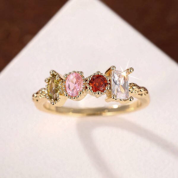 Geometric Ring - Light Luxury Style Minimalist Colorful Zircon Ring, Fashionable and Elegant Jewelry_Auragemd