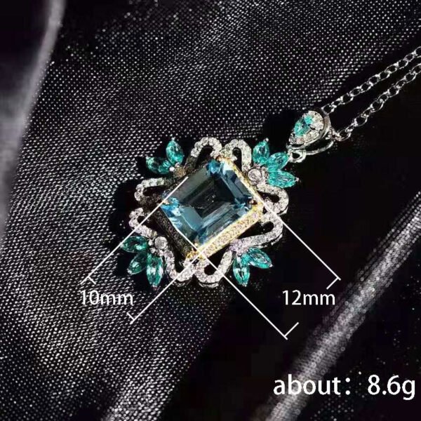 Luxury Aquamarine Simulated Zircon Pendant - High-End, Luxury & Light Luxury Trendy Necklace_Auragemd