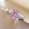 New Style Jewelry - Fashionable Square Pink Diamond Zircon Ring for Women, Sweet and Romantic Bridal Wedding Ring_Auragemd