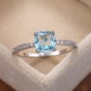 Micro-Inlaid Zircon Royal Blue Square Diamond Ring for Women - European & American Minimalist Engagement Ring_Auragemd