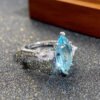 Copper-Set Light Blue Marquise-Cut Zircon Wedding Ring - Women's Jewelry_Auragemd