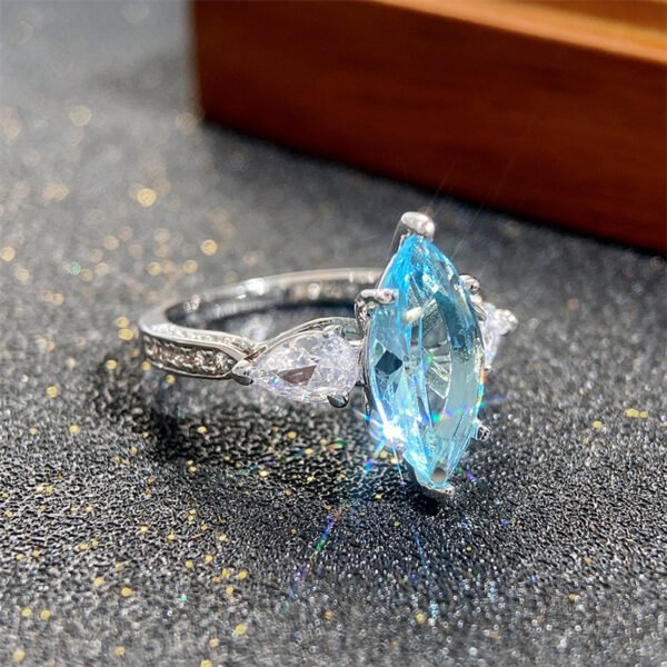 Copper-Set Light Blue Marquise-Cut Zircon Wedding Ring - Women's Jewelry_Auragemd