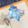 Copper-Set Light Blue Marquise-Cut Zircon Wedding Ring - Women's Jewelry_Auragemd
