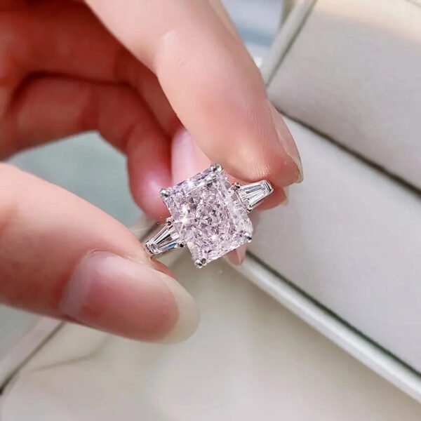 New Style Jewelry - Fashionable Square Pink Diamond Zircon Ring for Women, Sweet and Romantic Bridal Wedding Ring_Auragemd