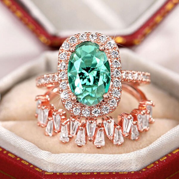 European & American Luxury Trapezoidal Geometric Statement Couples Rings for Women - Retro Luxurious Bold Index Finger Rings_Auragemd